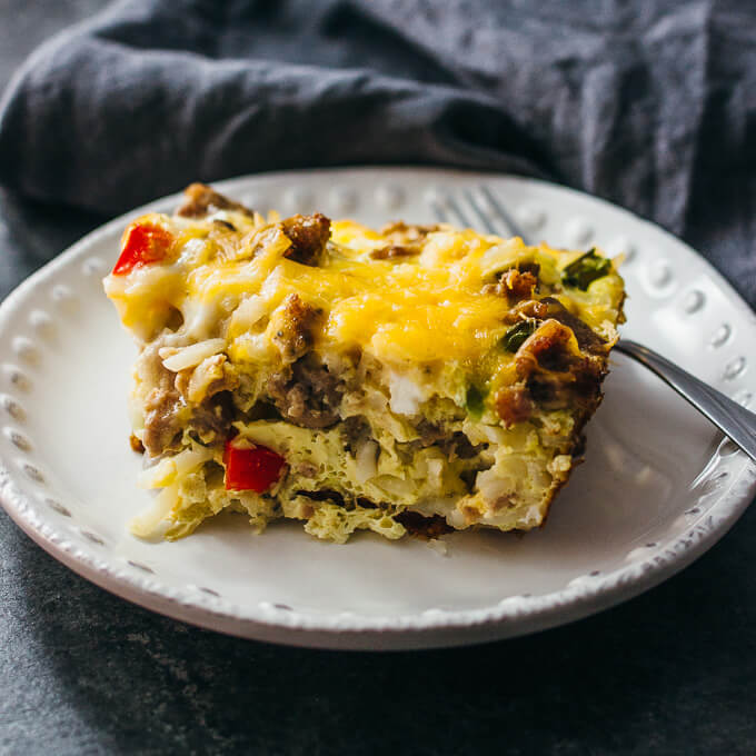 one serving of breakfast casserole