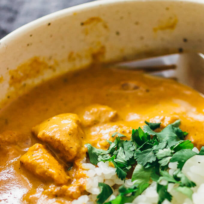 close up view of chicken tikka masala