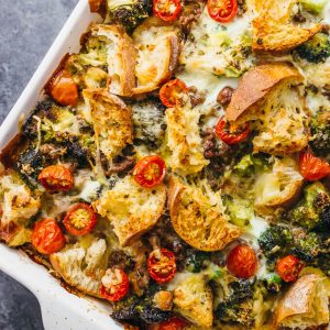 Overnight breakfast strata with lamb