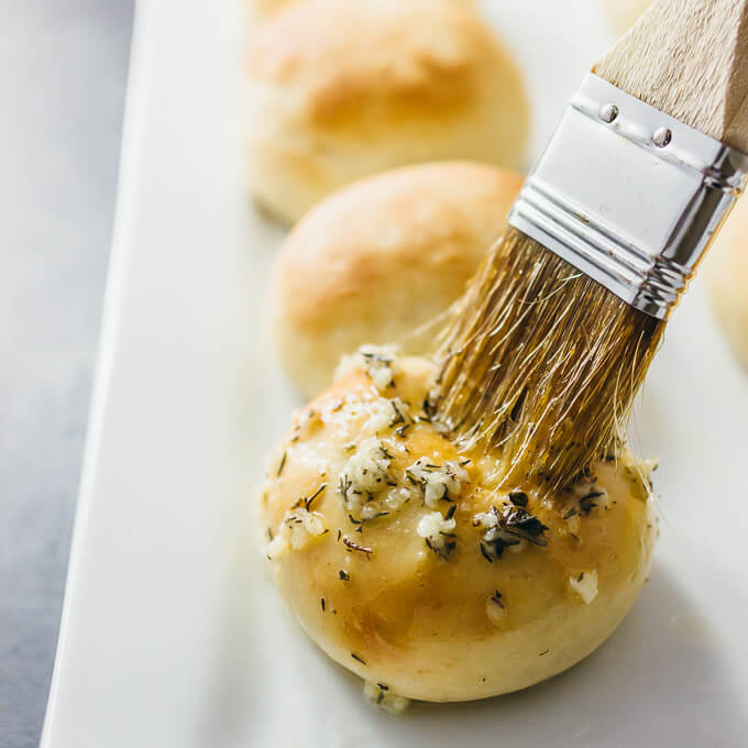 Small batch dinner rolls with garlic butter