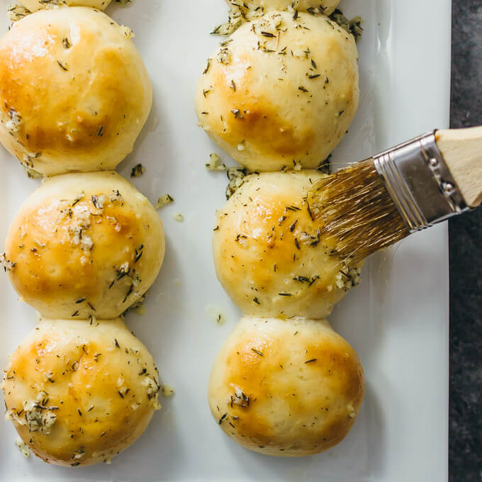 Small batch dinner rolls with garlic butter