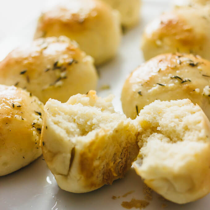 Small batch dinner rolls with garlic butter