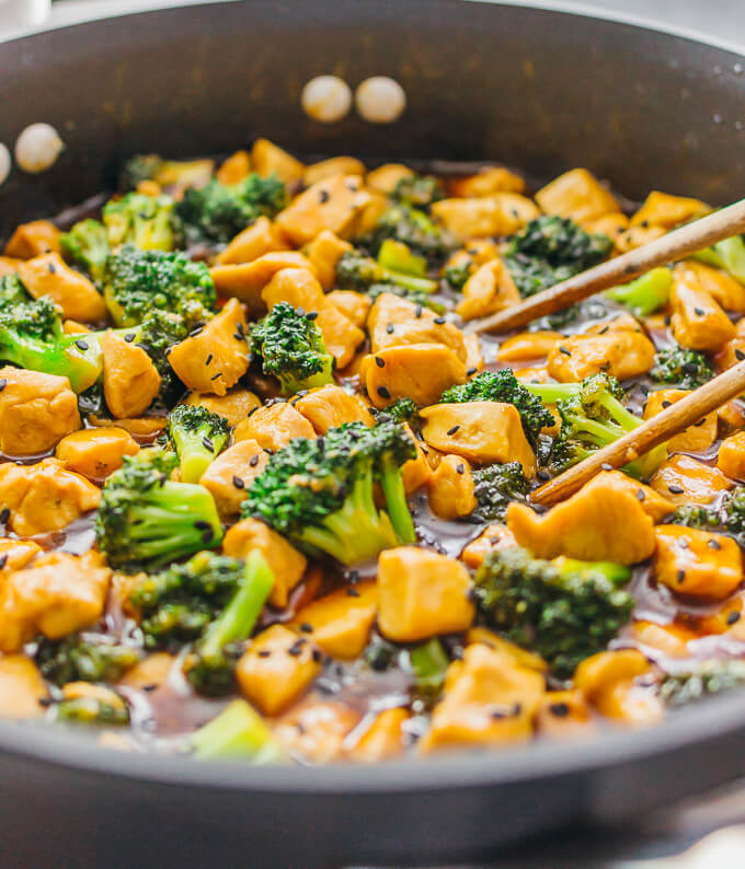 cooking teriyaki chicken in pan