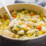 chicken noodle soup served in a bowl