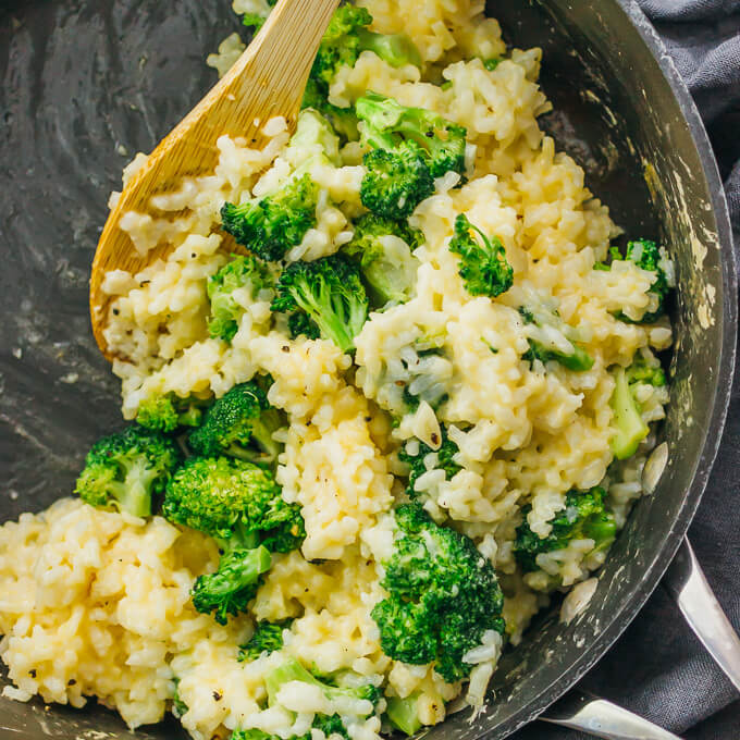 Simple Broccoli Cheddar Risotto - Savory Tooth