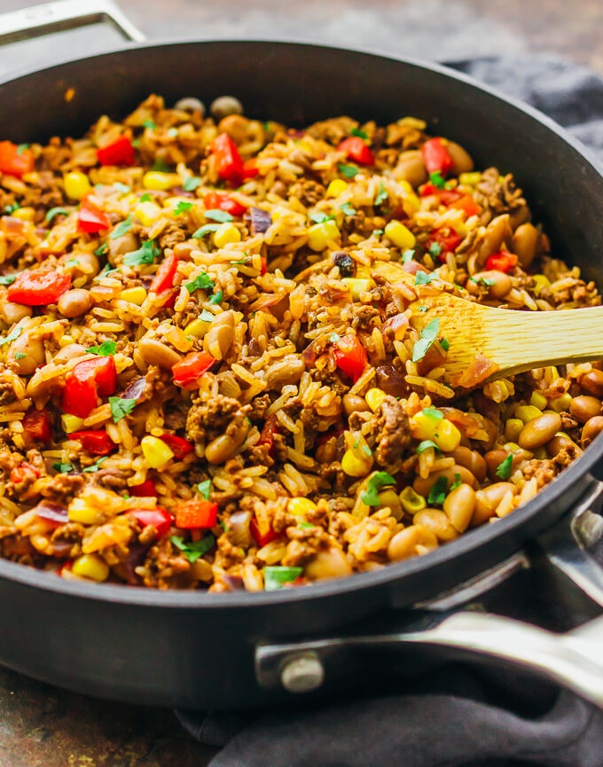 pinto beans ground beef and rice