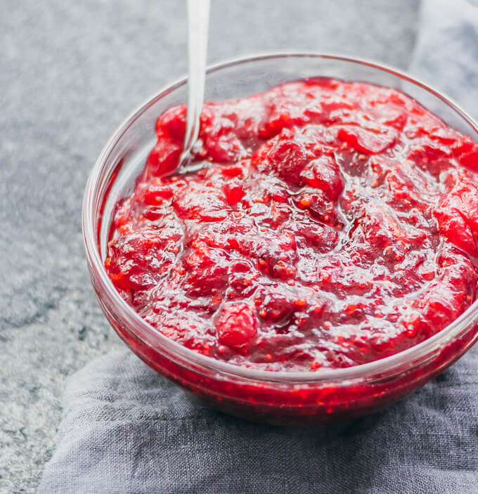 cranberry sauce served in small bowl