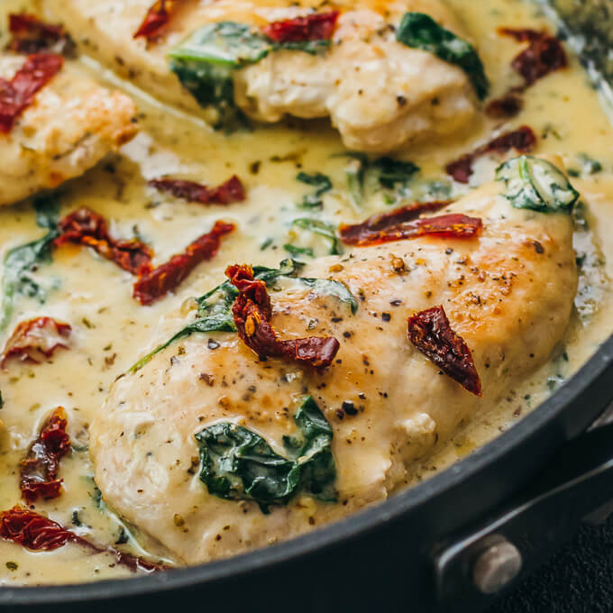 Creamy sun-dried tomato chicken with spinach and garlic - savory tooth