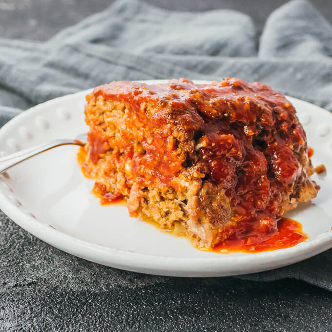 bbq meatloaf on white plat