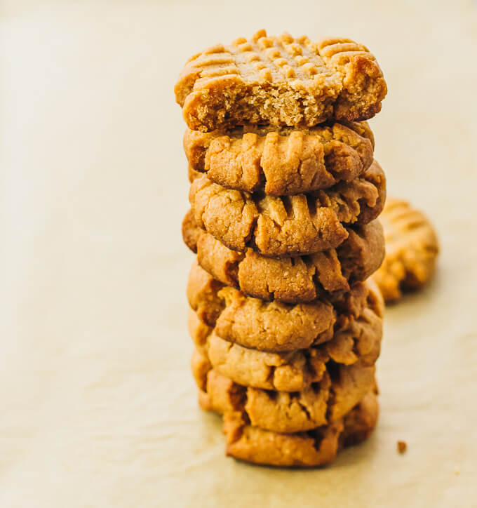 tall stack of peanut butter cookies