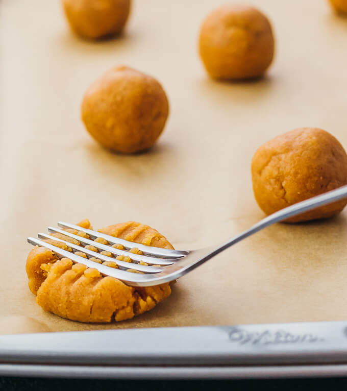 flattening peanut butter balls