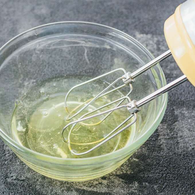 egg whites in glass bowl