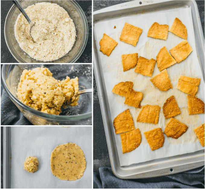 preparing almond flour dough for making crackers