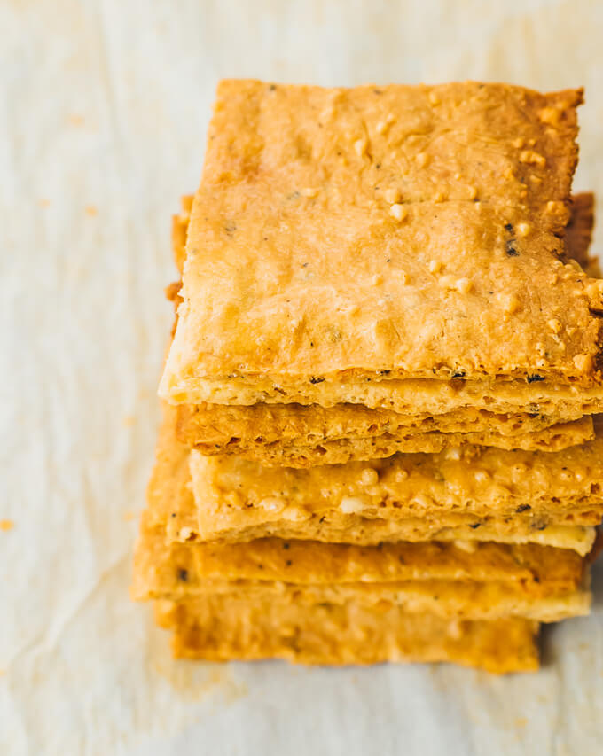 big stack of low carb crackers