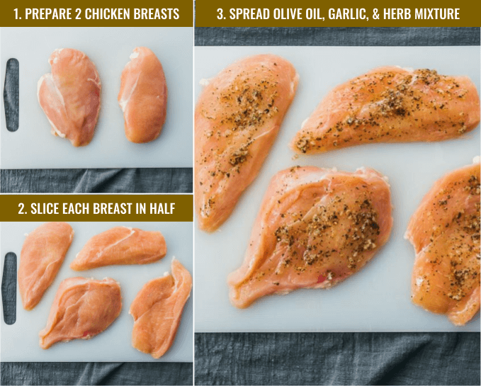 step by step on slicing and seasoning chicken breasts