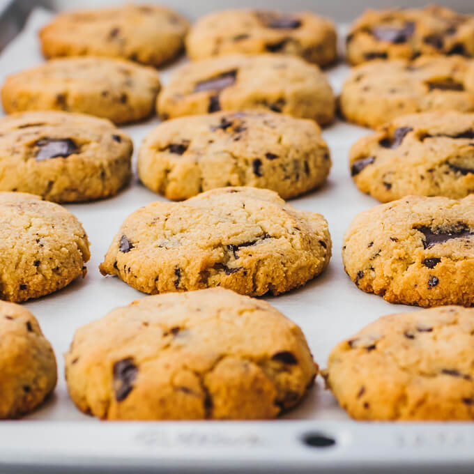 freshly baked cookies on parchment paper