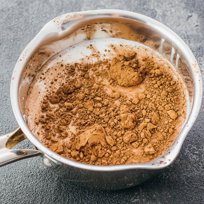 hot chocolate ingredients in saucepan