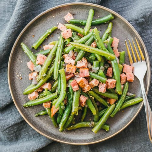 Haricots verts et jambon instantanés