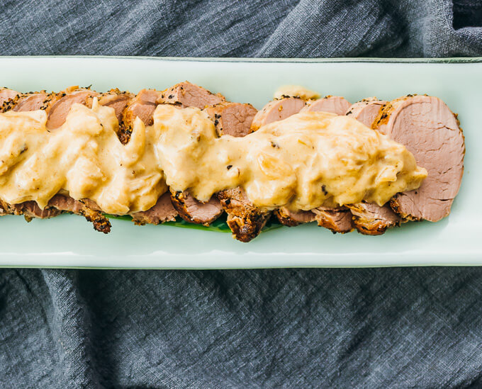 overhead view of pork tenderloin