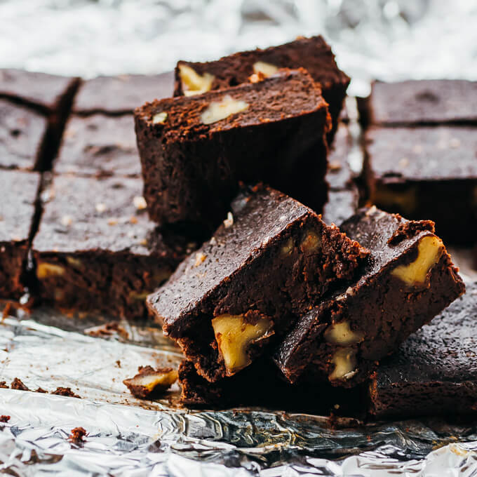 stack of individual brownies