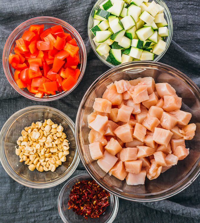 ingredients for making kung pao chicken