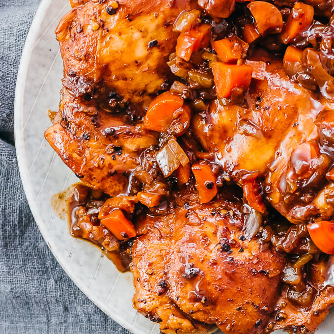 chicken thighs with carrots and balsamic sauce