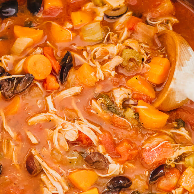 close up view of italian chicken stew
