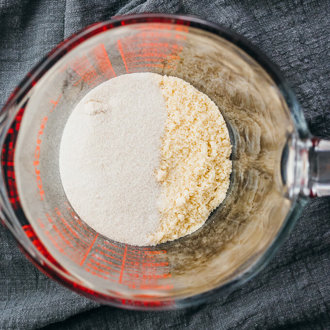 keto pancake ingredients in glass bowl