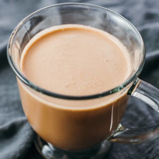 chocolate peanut butter shake served in glass