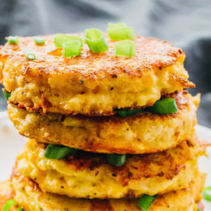 close up view of cauliflower fritters