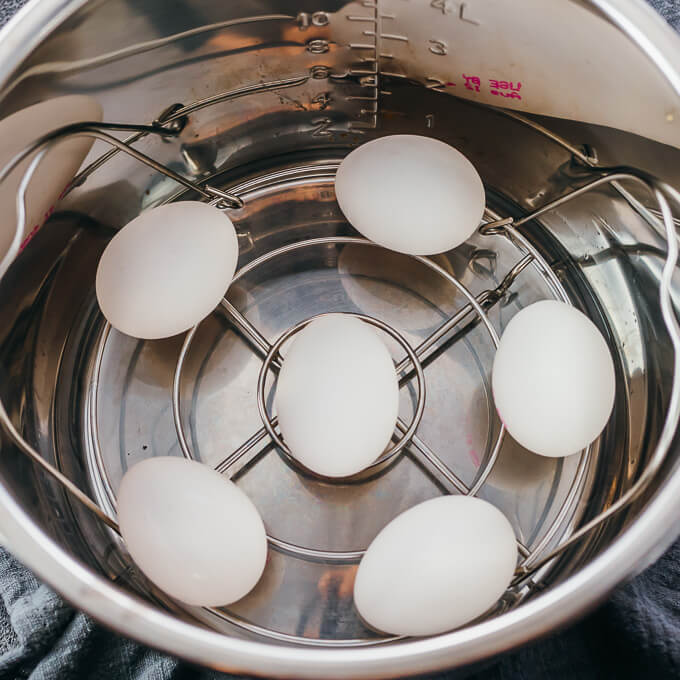 eggs inside instant pot for hard boiling