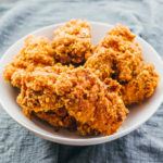 keto fried chicken served on white plate