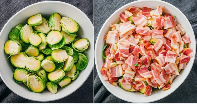 sliced brussels sprouts and bacon