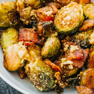 close up view of roasted brussels sprouts