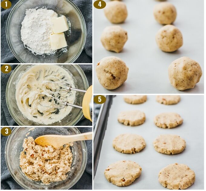 step by step preparing low carb pecan cookie dough