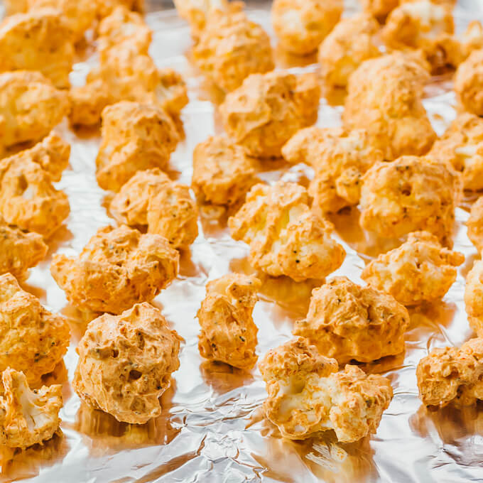 close up view of cauliflower florets