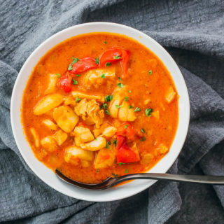 overhead view of brazilian fish stew