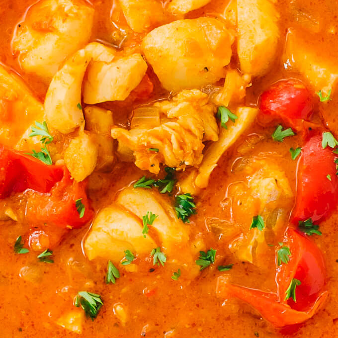 close up view of brazilian fish stew