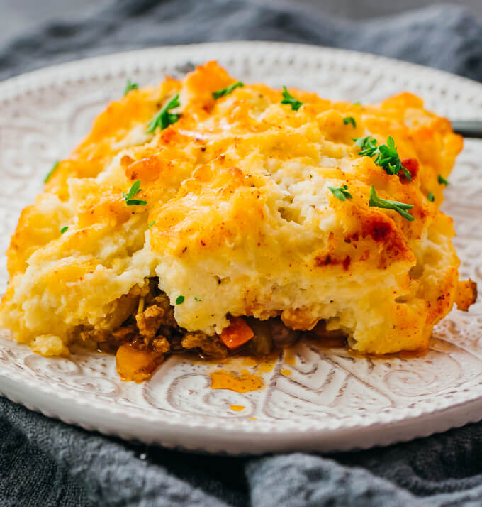 close up view of shepherd pie