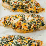 close up view of baked chicken breasts