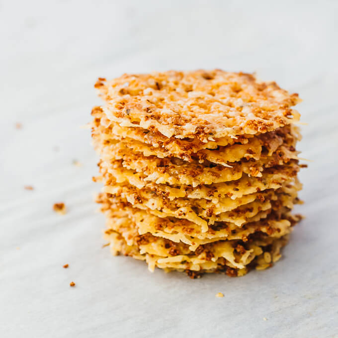 stack of parmesan cheese crisps