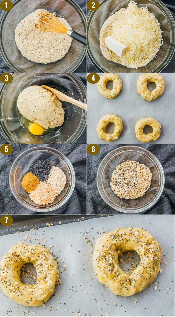 step by step photos of making keto bagel dough
