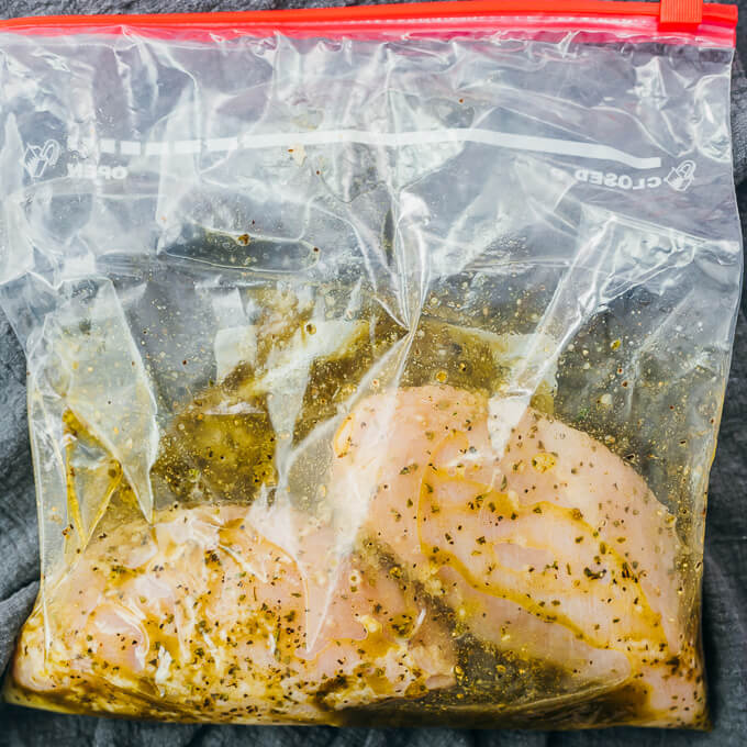 marinated chicken in resealable bag