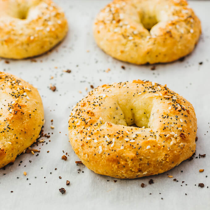 keto bagels freshly baked with everything bagel seasoning