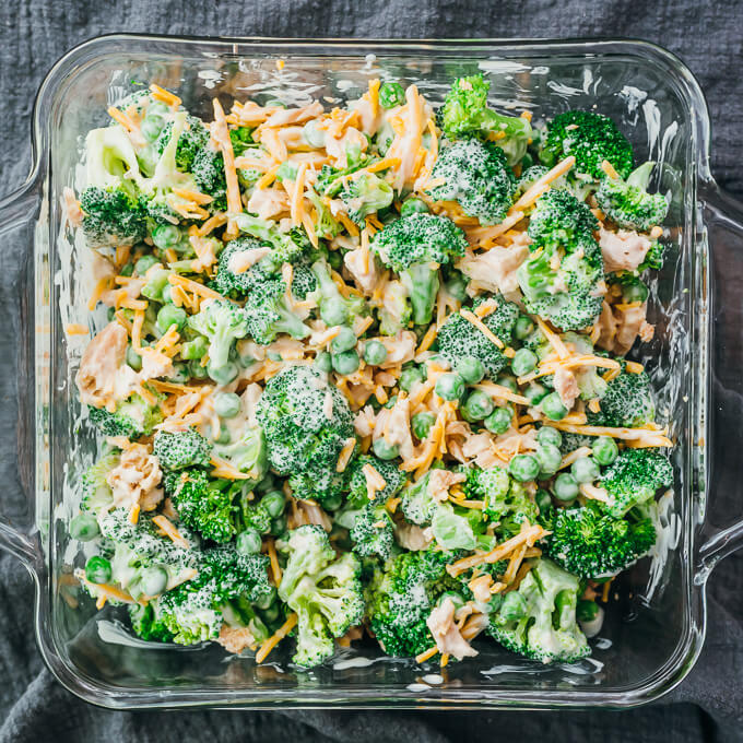 tuna and broccoli in baking dish