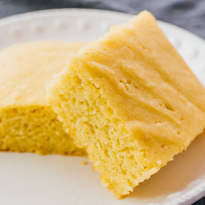 close up view of sliced cornbread