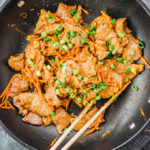 cooking beef stir fry with peanut sauce