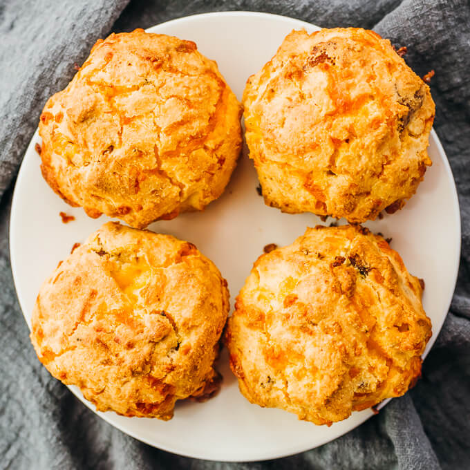 overhead view of keto biscuits