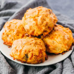 baked keto biscuits on white plate