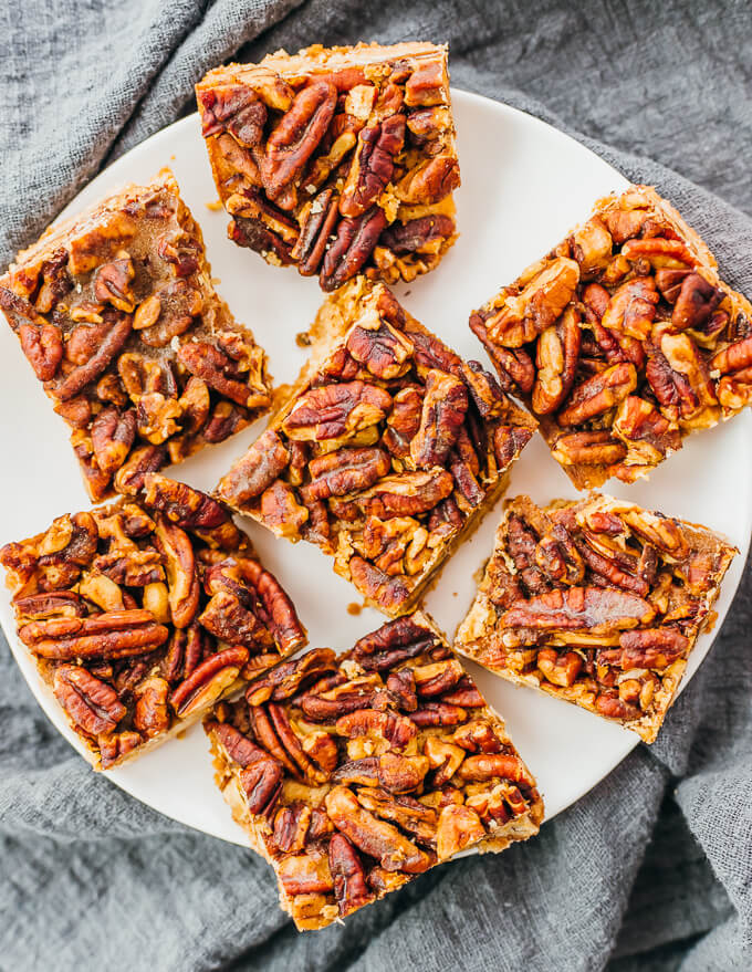 overhead view of pecan bars